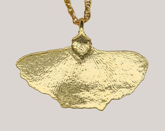 Real Ginkgo Leaf Pendant / Necklace Dipped in 24k Gold