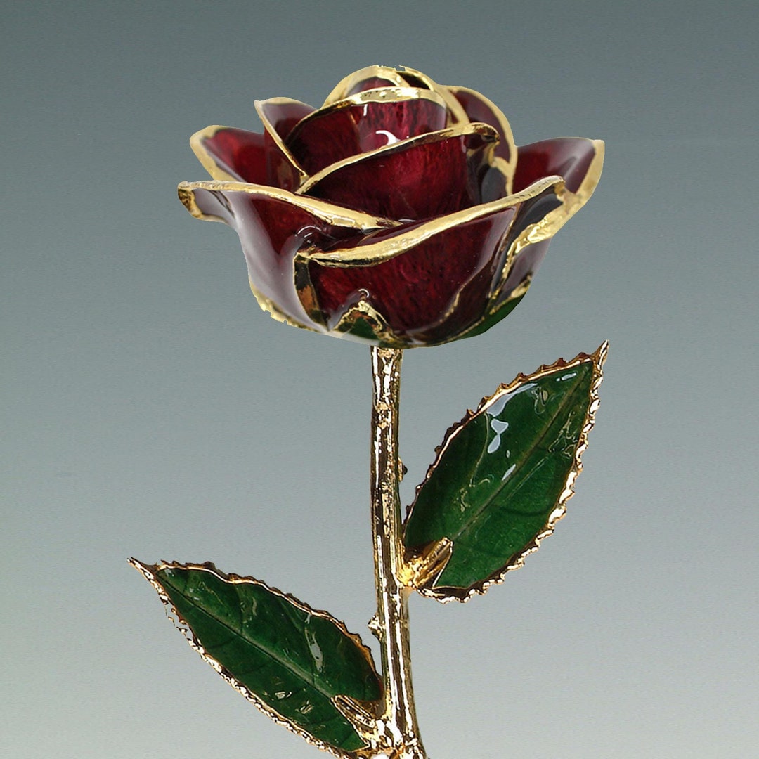 Burgundy Rose - Original 24k Gold Dipped Rose - Real Rose Plated in