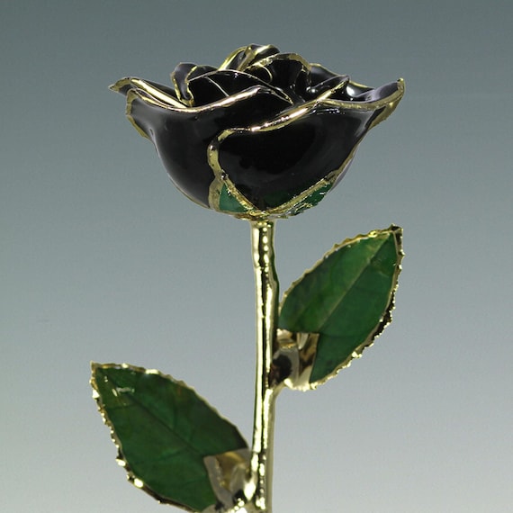 Black Rose - Original 24k Gold Dipped Rose - Real Rose Plated in Gold by Living Gold