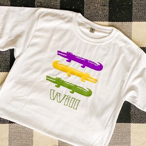 Boys Mardi Gras Shirt, Boys Parade Shirt, Boys Personalized Mardi Gras Tee, Boys Alligator Tee, Boys Mardi Gras Parade Shirt, Parade Tee image 5