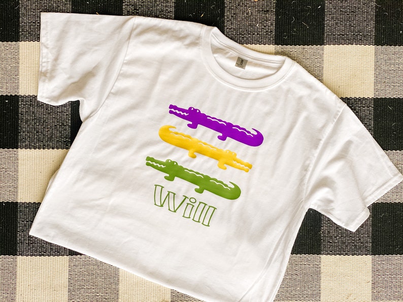 Boys Mardi Gras Shirt, Boys Parade Shirt, Boys Personalized Mardi Gras Tee, Boys Alligator Tee, Boys Mardi Gras Parade Shirt, Parade Tee image 5