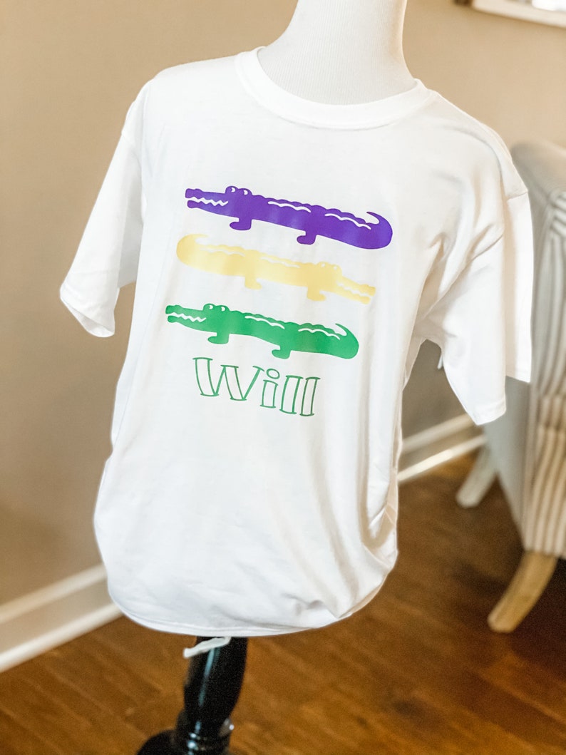 Boys Mardi Gras Shirt, Boys Parade Shirt, Boys Personalized Mardi Gras Tee, Boys Alligator Tee, Boys Mardi Gras Parade Shirt, Parade Tee image 4