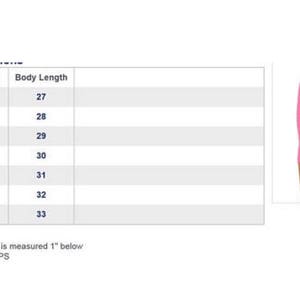 May include: Size chart for a baseball tee shirt with measurements in inches for XS, S, M, L, XL, 2XL, and 3XL. The chart shows the body width and body length for each size.