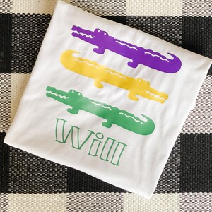 Boys Mardi Gras Shirt, Boys Parade Shirt, Boys Personalized Mardi Gras Tee, Boys Alligator Tee, Boys Mardi Gras Parade Shirt, Parade Tee image 2