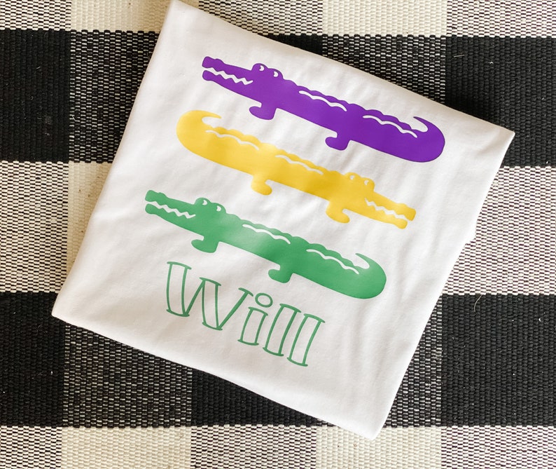 Boys Mardi Gras Shirt, Boys Parade Shirt, Boys Personalized Mardi Gras Tee, Boys Alligator Tee, Boys Mardi Gras Parade Shirt, Parade Tee image 2