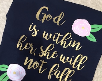 God is Within Her Shirt, God is in Her shirt, Psalms 46:5 shirt, God is in her Top, Women's Faith Apparel, God is within her top