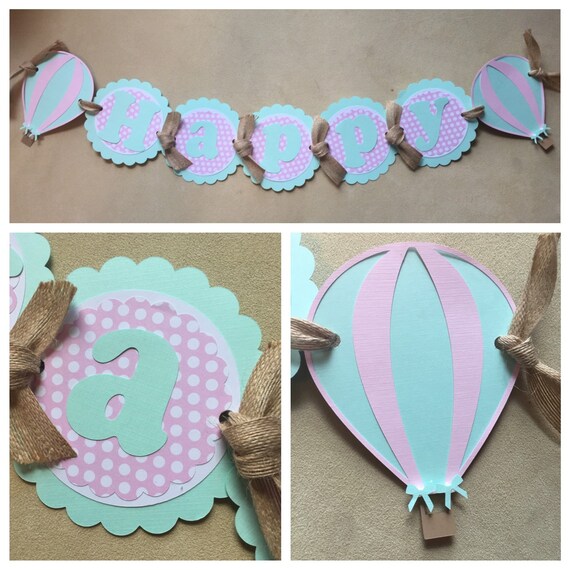 Hot Air Balloon Birthday Banner, Hot Air Balloon Party Banner, Up Up