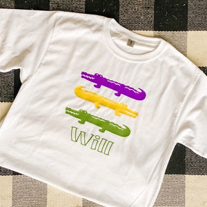 Boys Mardi Gras Shirt, Boys Parade Shirt, Boys Personalized Mardi Gras Tee, Boys Alligator Tee, Boys Mardi Gras Parade Shirt, Parade Tee image 3