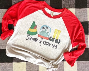 Santa I know him, Christmas Elf-inspired shirt, Elf Christmas Shirt, Spreading Christmas Cheer