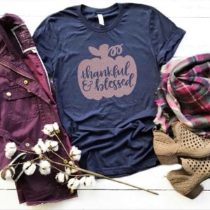 Beopjesk Women's 'Thankful Blessed' Graphic Long Sleeve Shirt - Casual Fall & Thanksgiving Top - View #9
