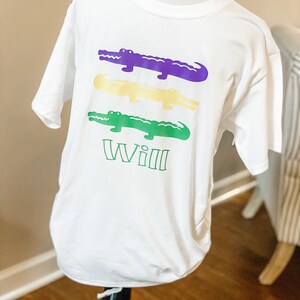 Boys Mardi Gras Shirt, Boys Parade Shirt, Boys Personalized Mardi Gras Tee, Boys Alligator Tee, Boys Mardi Gras Parade Shirt, Parade Tee image 7
