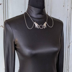 Phantom Hands Choker: Gothic Silver Plated Collar Necklace