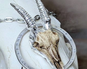 Baphomet Necklace - Goat - Silver - Oddity - Macabre - Dark - Goth - Witchy - Occult - Skull - Jewelry - Black Metal - Gift - Spooky