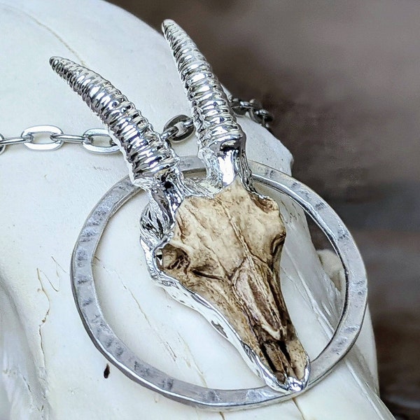 Baphomet Necklace - Goat - Silver - Oddity - Macabre - Dark - Goth - Witchy - Occult - Skull - Jewelry - Black Metal - Gift - Spooky