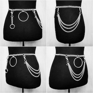 Valkyrie Goth Chain Belt: Adjustable Silver Cinch Waist