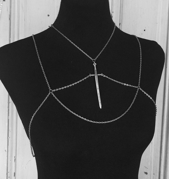 Athena Sword Body Chain: Stainless Steel Goth Harness - Etsy display picture 3
