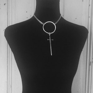 Telum Choker Sword Necklace Silver Dark Witchy Goth Gothic Choker Black Metal Jewelry Occult Tarot image 6