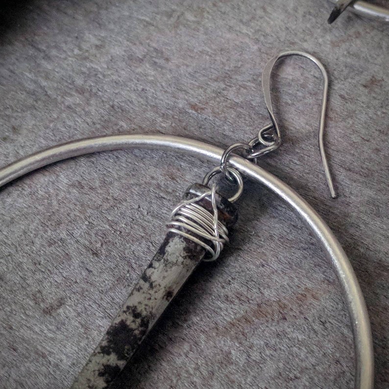 Coffin Nail Earrings Hoop Vintage Silver Goth Etsy