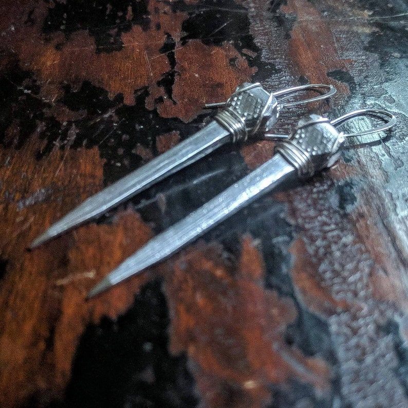 Coffin Nail Earrings Vintage Steel Goth Handmade Etsy