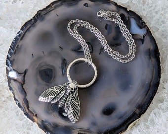 Death's Head Moth - Choker - Gothic Jewelry - Witchy - Hawkmoth - Dark - Skull - Macabre - Moth - Insect Jewelry - Goth - Spooky - Silver