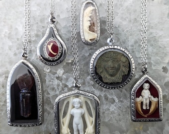 One of a Kind - Oddity Jewelry - Curiosities - Medieval Artifacts - Antique Glass - Antique Doll - Frozen Charlotte - Gothic Necklace