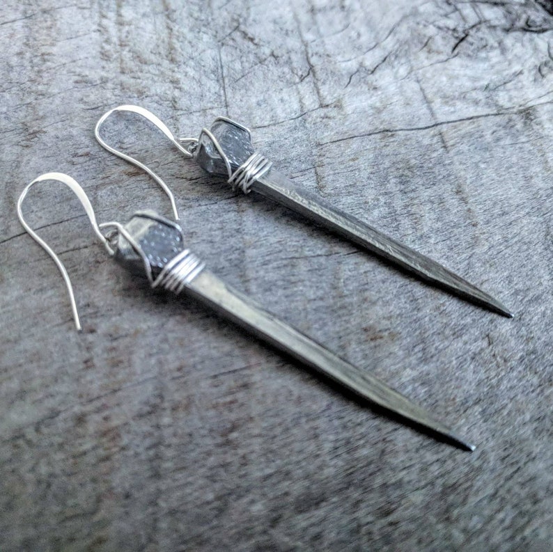 Coffin Nail Earrings Vintage Steel Goth Handmade Etsy