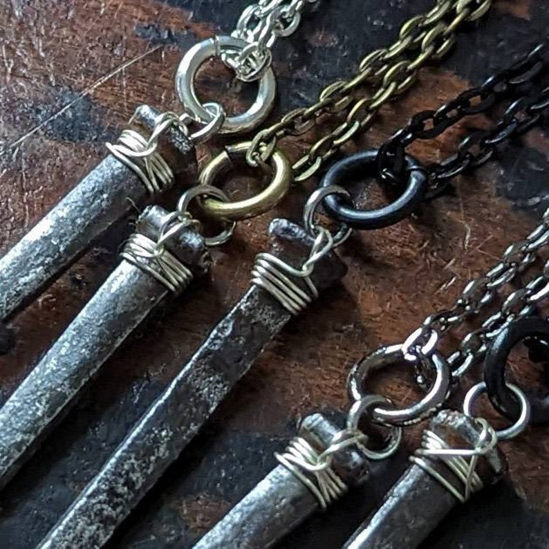 Antique Coffin Nail Necklace Handmade Jewelry Goth Oddities Witchy Macabre Iron Spooky Jewelry Gothic Gift Dark image 8