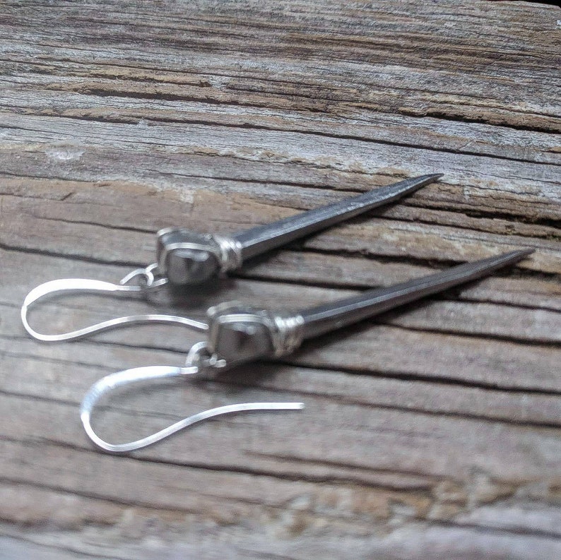 Coffin Nail Earrings Vintage Steel Goth Handmade Etsy