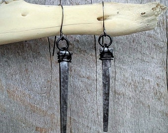 Mini - 19th century - Coffin Nail Earrings - Antique - Iron - Macabre - Goth - Gothic - Witchy - Vintage - Recycled - Spooky - Dark