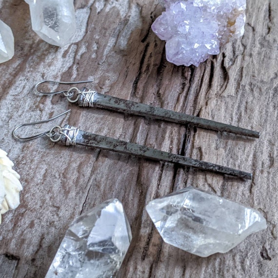 Coffin Nail Earrings Antique 19th Century Iron Goth Etsy UK