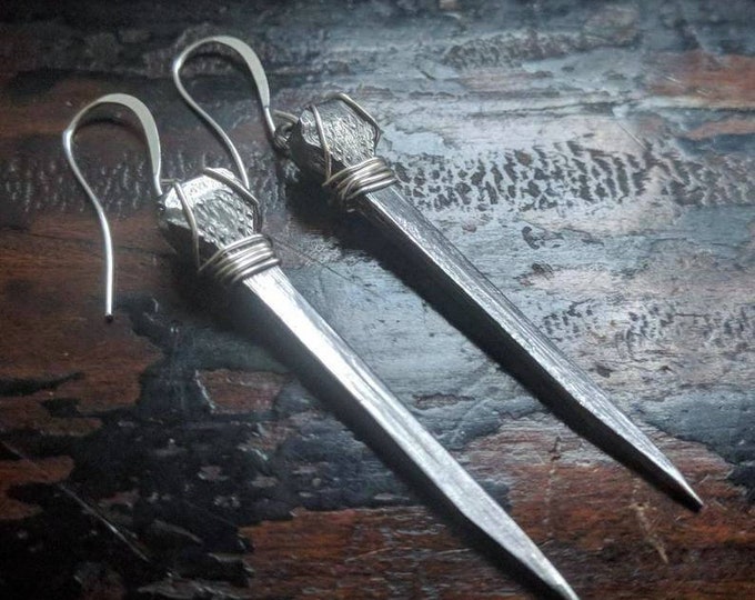 Coffin Nail Earrings Vintage Steel Goth Handmade Jewelry Witchy