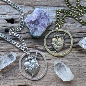 Ex Voto Heart Choker: Silver Plated Goth Necklace
