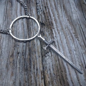 Telum Choker Sword Necklace Silver Dark Witchy Goth Gothic Choker Black Metal Jewelry Occult Tarot image 2