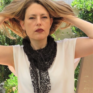 Black Dainty Hand Knitted Women Lace Scarf, Triangle Shawl Wrap, Ladies shawl, Shoulder Wrap,  Stylish Wrap,  Gift for Her