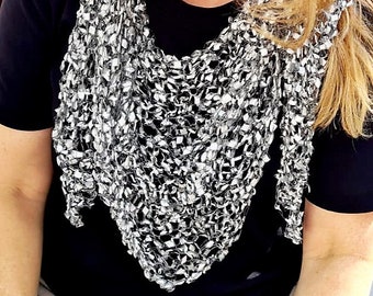 Silver Elegant Evening Shawl Wrap, Silver Prayer Shawl