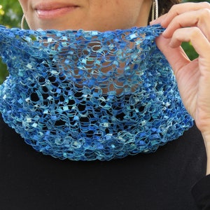 Light Blue Dainty Chunky Cowl Scarf for Women