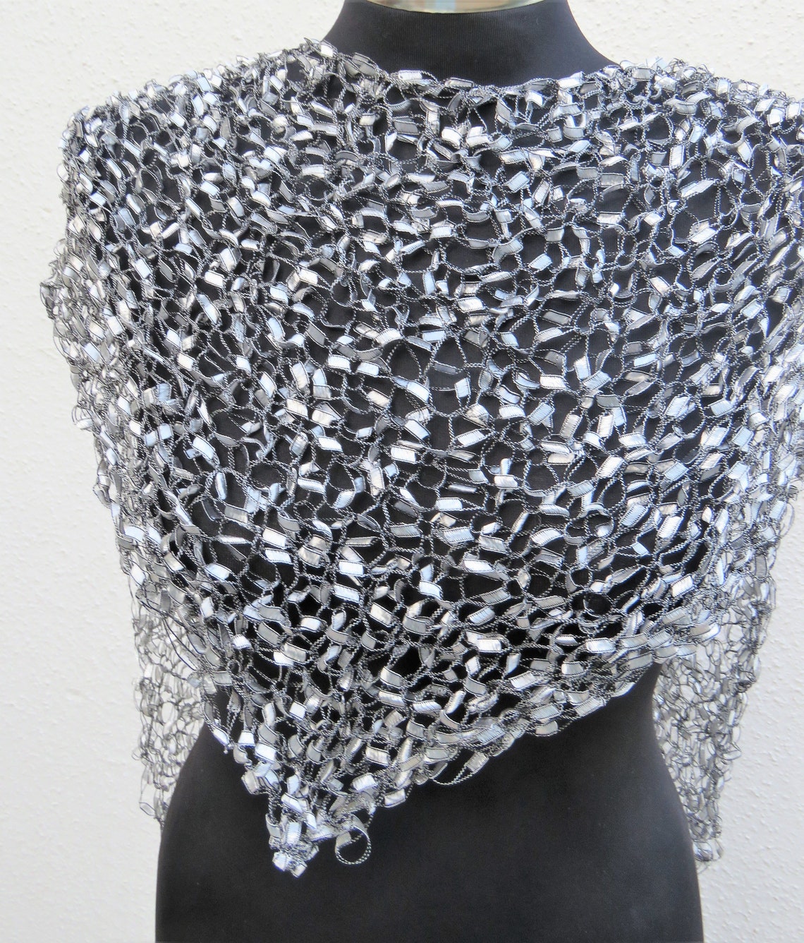 Silver Wedding Shawl Silver Chapel Shawl Elegant Evening Shawl