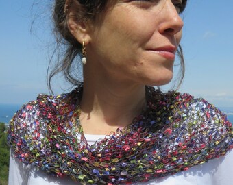 Multicolor Hand Knitted Shawl Casual Scarf Wrap Shawl