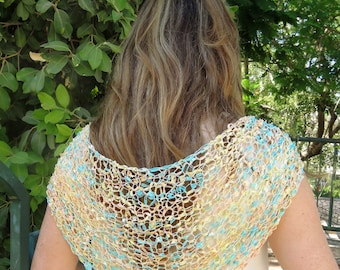 Beautiful Bright Colors Hand Knitted Shawl for Every Season