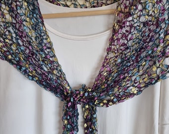Unique Colorful Knitted Triangle Shawl Stole Scarf