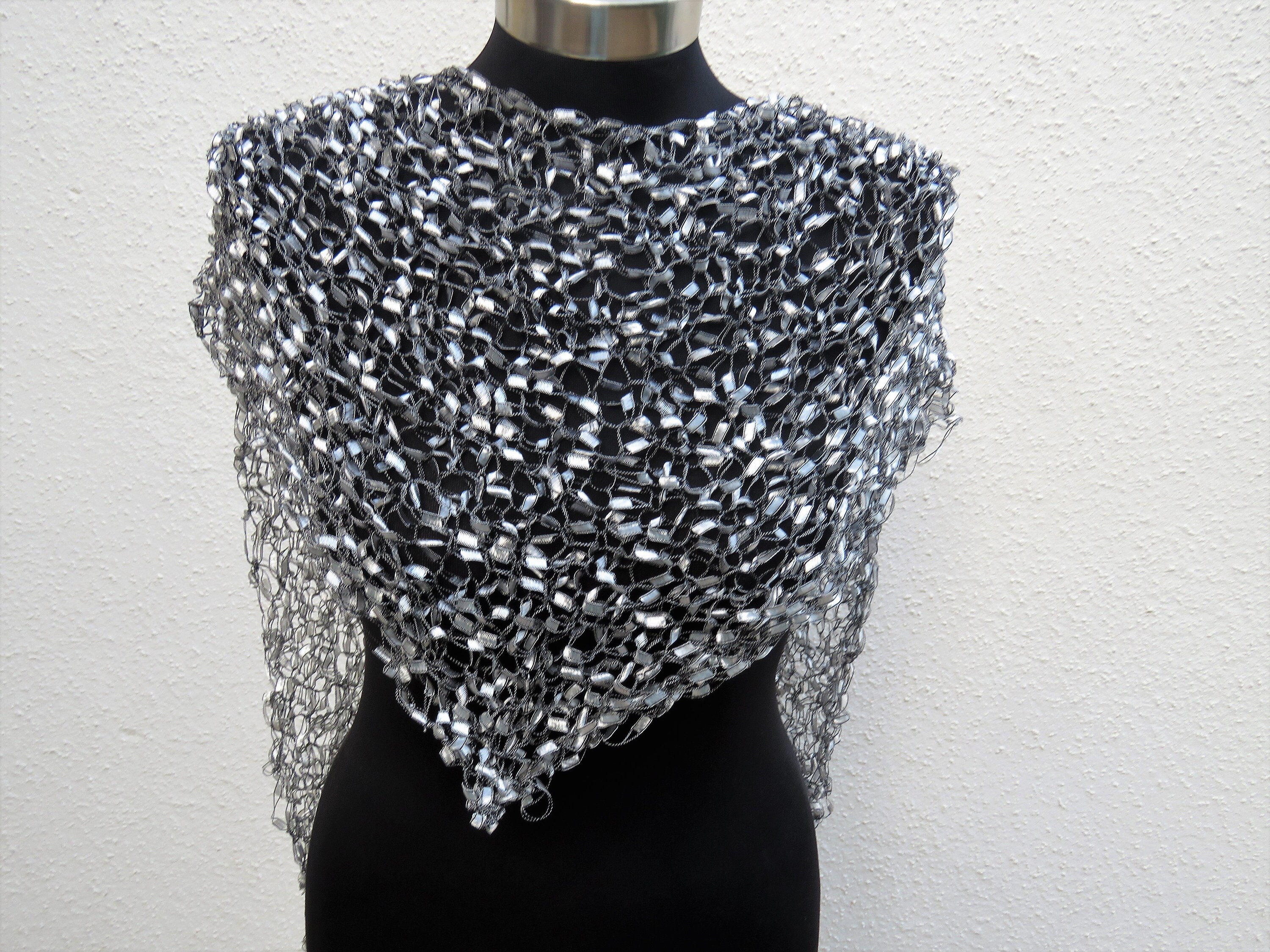 silver formal shawl