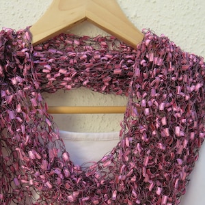 Pink Hand Knitted Shawl Scarf Lightweight Wrap Pink Off Shoulders Wrap Gift for Her