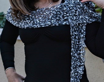 Silver Grey Shawl Shoulder Wrap Scarf, Mom Gift