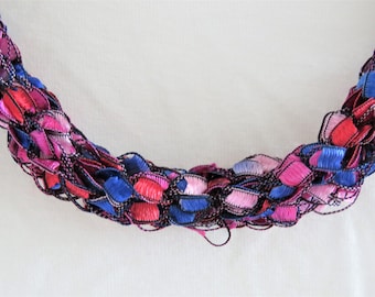 Colorful Hand Knitted Fiber Necklace
