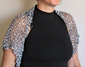 Love My Fashions/® New Womens Plain Fish Net Knitted Tie Up Bolero Shrug Top Ladies Long Sleeve Stretchy Cardigan Blouse Spring Summer Lightweight One Size