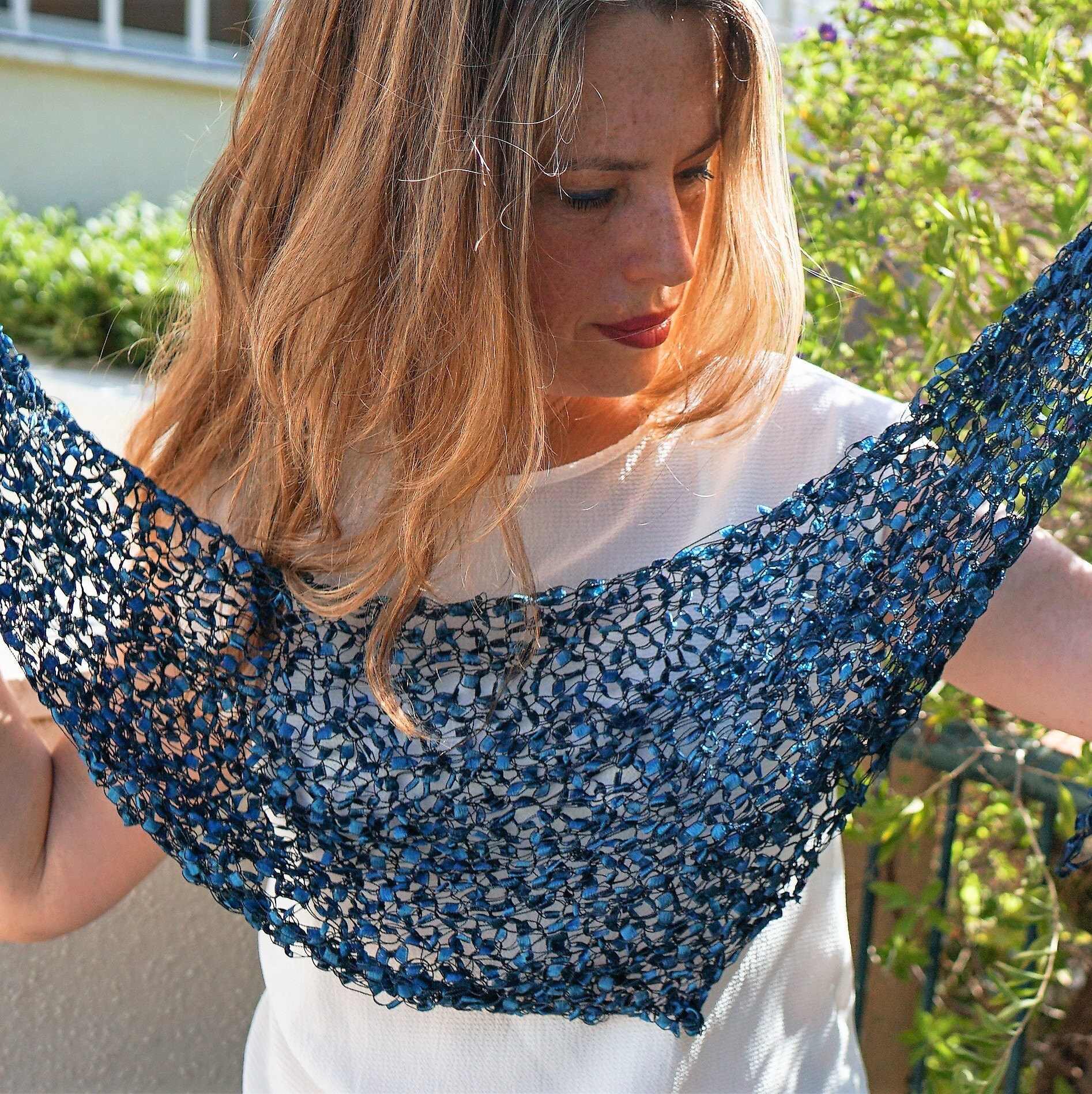 Blue Sequin Scarf - Etsy Singapore