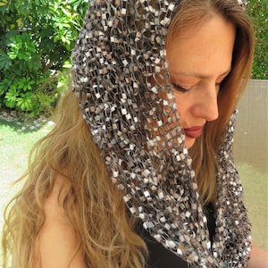 Silver and Gold Jewish Head Cover Prayer Shawl Scarf for Women, Head Wrap, Hair Band Tichel, Snood Head covering