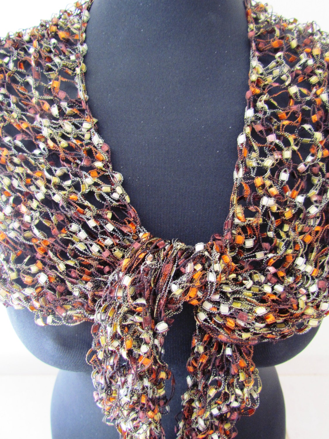 Rusty colored ladder yarn scarf Etsy