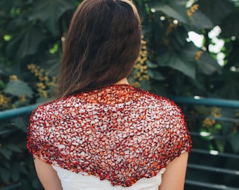 Red Openwork Hand Knit Scarf Multifunctional Shawl wrap