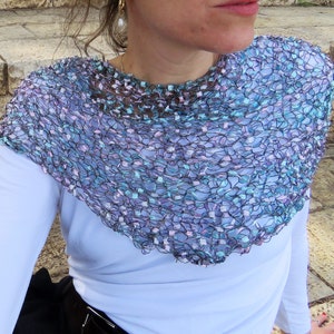 Pastel Colors Hand Knitted Colorful Scarf Triangle Shawl